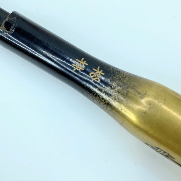 Japanese kanzashi comb and hairpin gold lacquer Pond flower Signed c1950 GS517 main image 7